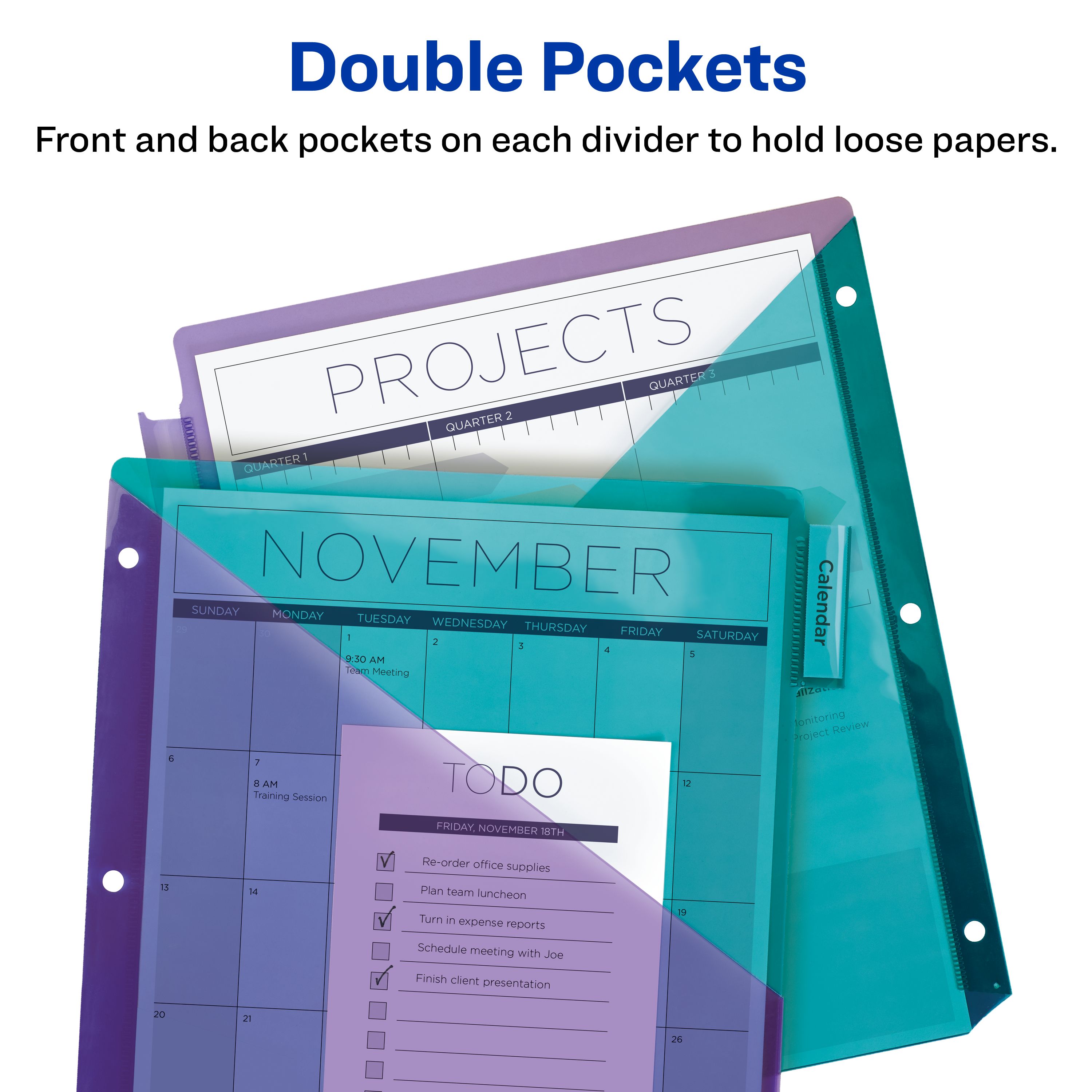 Avery Big Tabâ„¢ Insertable Plastic Dividers Two Pockets, 8-Tab